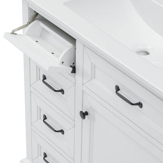 Modern Bathroom Vanity With Sink Top, 4 Drawers And 1 Soft-Close Door