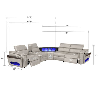 Nova - Sectional With Bluetooth Speaker, LED And Lifting Wine Cabinet