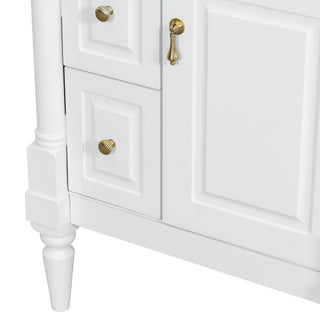 Freestanding Bathroom Vanity With Sink, Adjustable Shelf & Flip Drawer