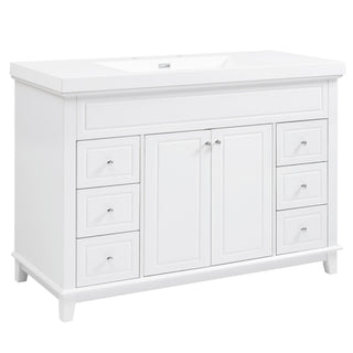 Bathroom Vanity & Sink, 6 Soft Close Drawers & Double Doors - White