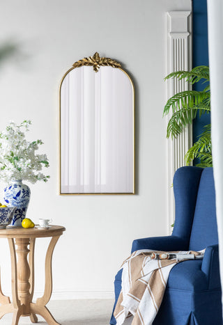 Arched Wall Mirror With Metal Frame, Wall Mirror For Living Room