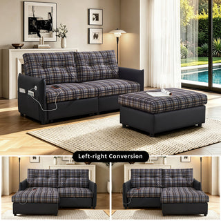 Sleeper Sofa, Expandable Sectional With Ottoman For Living Room
