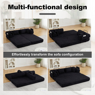 Convertible Sleeper Sofa Bed With Cylindrical Pillow