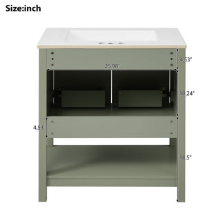 Elegant Bathroom Vanity With Ceramic Sink And Versatile Storage