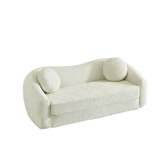 Curved Convertible Sofa, 2 In 1 Frameless Folding Sofa Bed With Pull Out Base And Deep Seat