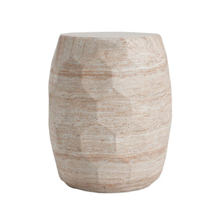 Travertine Lightweight Concrete Side Table For Indoor / Outdoor Use - Beige
