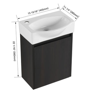 Modern Bathroom Vanity With Ceramic Basin, Wall Mounted Floating Sink Combo, Storage Cabinet