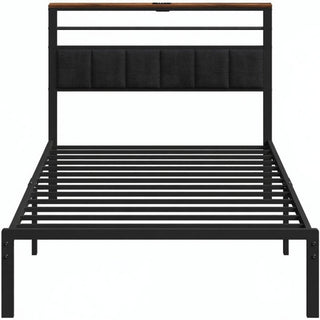 Platform Bed Frame With Charging Station & Headboard Storage
