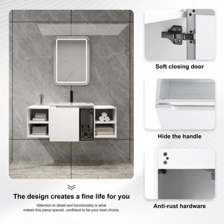 Wall Mounted Bathroom Vanity With Sink, Cabinet & Half Door