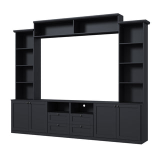 Farmhouse Elegant Entertainment Center Wall Unit With 4 Drawers