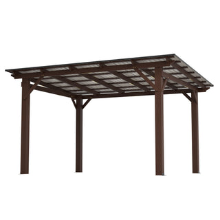 13 X 10 Ft Gazebo With Roof, Spacious Outdoor Patio Shade Structure For Backyard & Garden - Brown