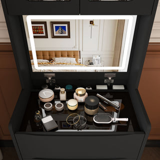 3 In 1 Vanity Table With LED Mirror & Storage Stool For Bedroom