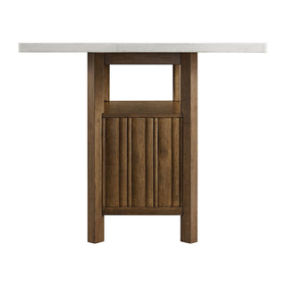 Carmela - Rectangular Counter Table With Marble Top - Brown / White