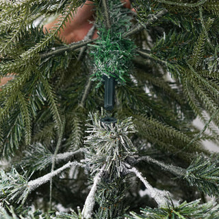 Snowy Cascading Christmas Trees 3 Piece Set With Warm LED Lighting, Flocked Weeping Branches, Multi Level Indoor Decor - Green