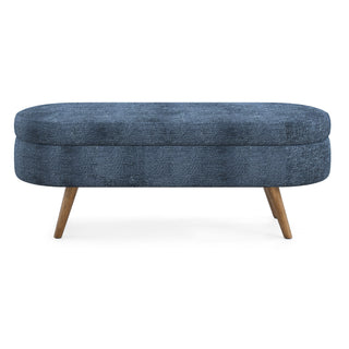 Modern Ottoman Oval Storage Bench With Rubber Wood Legs