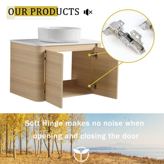 Mounted Bathroom Vanity With Art Sink & 2 Soft Close Doors