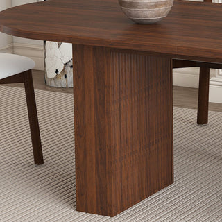 Oval Dining Table Set For 6 With 4 Chairs - Walnut