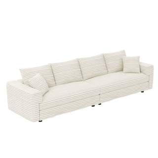4 Seat Sofa, Modern Comfy Upholstered Sofa Cloud Couch, Deep Seat Couches With Soft Pillows
