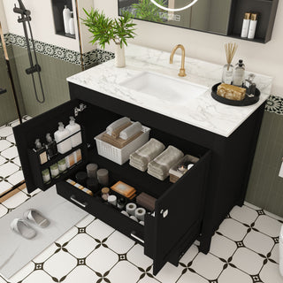Bathroom Vanity Set, Cabinet With Doors & Drawers, Single Faucet Hole - Black