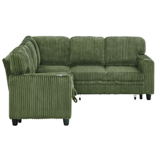 L-Shaped Sofa With Pull Out Sofa Bed With USB