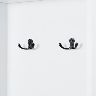 Tall Freestanding Bathroom Storage Cabinet With Adjustable Shelves And Side Hooks