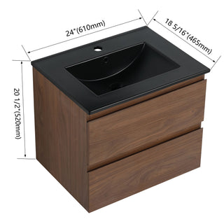 Wall Mounted Bathroom Vanity With Sink, 2 Soft Close Drawers