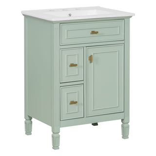 Bathroom Vanity With Sink, Flip Drawer, 2 Drawers, Adjustable Shelf