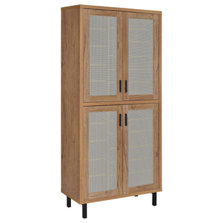 Stagg - 4 Door Tall Shoe Storage Cabinet With Adjustable Shelves And Ventilated Doors - Natural
