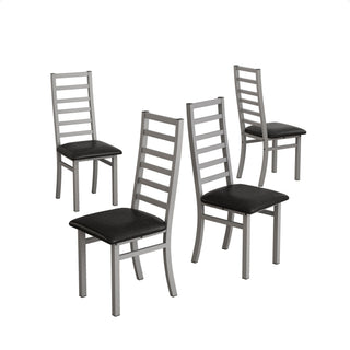 Metal Dining Chairs With Steel Legg, High Back Armless Design