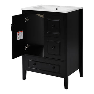 Retro Bathroom Vanity With Sink, Soft Closing Cabinet & Drawers