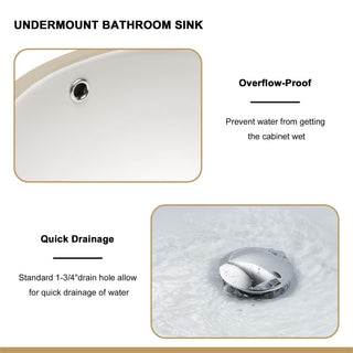 Elegant Ceramic Oval Undermount Bathroom Sink With Overflow