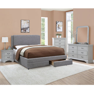 Contemporary Upholstered Bed With Storage Drawers