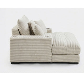 Upholstered Chaise Lounge With Cup Holders USB Port And Pillows