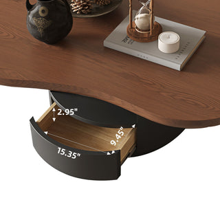 Cloud Coffee Table With 2 Drawers & Multi Layer Storage - Dark Walnut / Matt Black