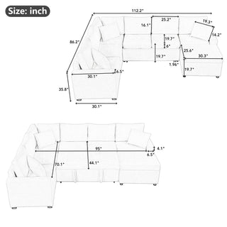 Sectional Sofa Pull-Out Sofa Bed Sleeper With A Storage Ottoman, Three Pillows And Charging Devices For Living Room