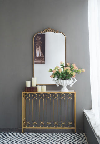 Arch Mirror, Baroque Inspired Wall Decor For Bathroom, Bedroom, Living Room