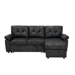 Convertible L - Sectional Sofa Bed With Storage Chaise And Padded Armrests