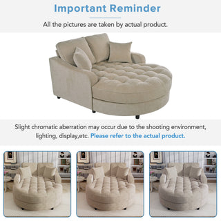 Modern Chaise Lounge Upholstered Sofa Couch With Tufted Seat And Detachable Pillows For Living Room