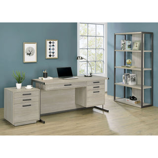 Brisley - Office Desk With Adjustable Keyboard Tray And 3 Drawer Storage - Beige / Gray