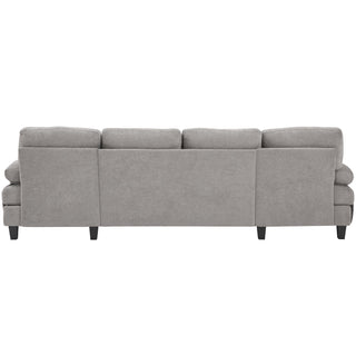 U-Shaped Sectional Sofa 103.5" Fabric Couch With Dual Chaise Lounges, Storage Pockets, Armrest Pillows