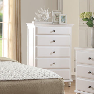 1 Piece Chest 5 Drawers Knob Handles Bedroom Furniture - White