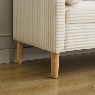 Upholstered Corduroy Flip Top Storage Bench For Living Room
