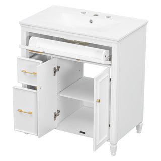Freestanding Bathroom Vanity With Sink, Soft Close Door, Tip Out Drawer