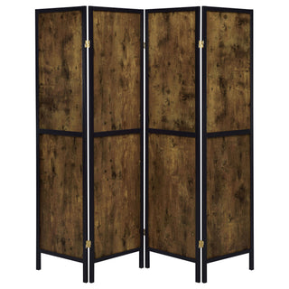 4 Panel Folding Screen, Space Divider - Brown