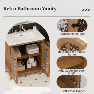 Vintage Farmhouse Bathroom Vanity With Ceramic Sink