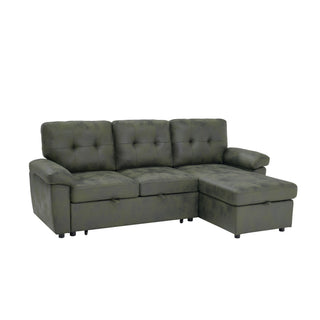 Convertible L - Sectional Sofa Bed With Storage Chaise And Padded Armrests