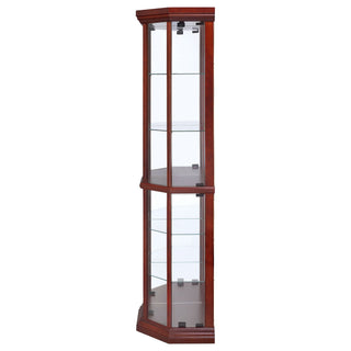 Jacob - 6 Shelf Curio Display Cabinet - Red / Brown