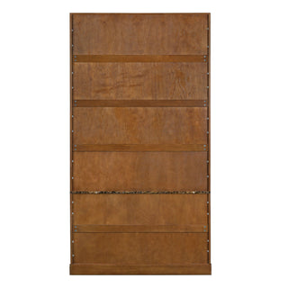 Tall Bookcase Storage Cabinet With 3 Open Shelves & Fluted Double Doors