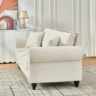 2 Seater Sofa With Rolled Arms, Tufted Upholstered Couch