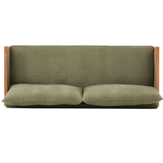 Modern 3 Seater Sofa With Wood Armrests